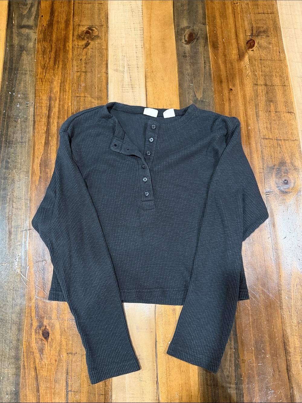 Levi's Black Ribbed Henley Long-Sleeve Top